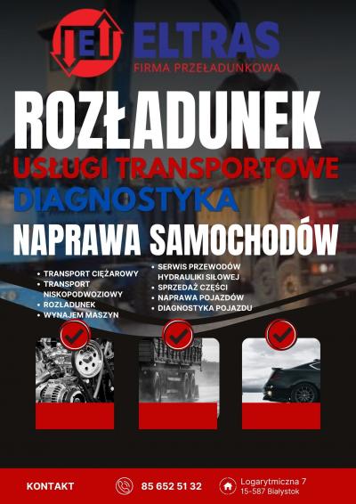 NAPRAWA SAMOCHODÓW BIAŁYSTOK DIAGNOSTYKA USŁUGI TRANSPORT ROZŁADUNEK ELTRAS