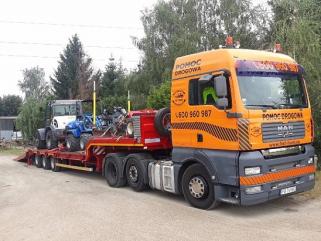 Transport niskopodwoziowy maszyn i gabarytów transport wywrotką lawetą 