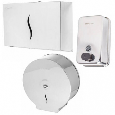 Zestaw: pojemnik na papier. podajnik ręczników i dozownik mydła w płynie Fa